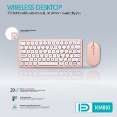 Bộ Phím Chuột Mini Không Dây FD KM810 - Hồng